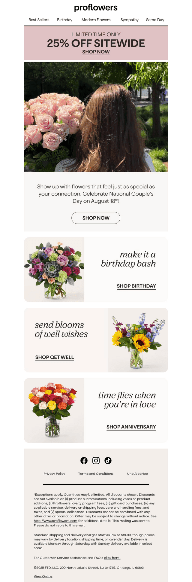 Send Fresh Summer Flowers for Less! Save 25%
