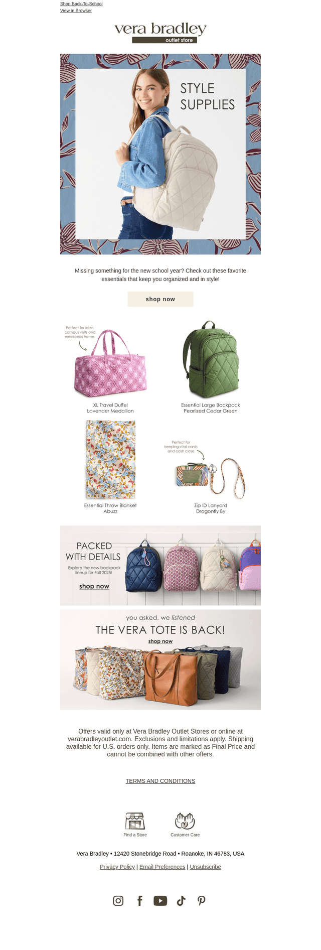 Vera Bradley email from Wed, Aug 13, 2025