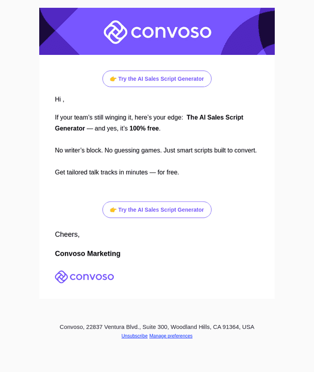 Convoso email from Wed, Aug 13, 2025