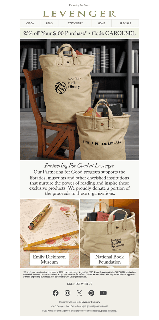25% off Products that Give Back.
