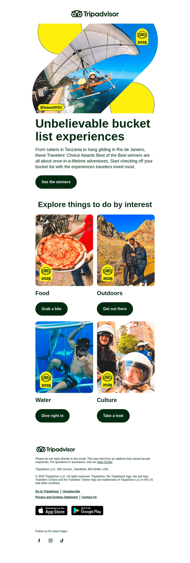 Winning bucket list experiences = epic trips