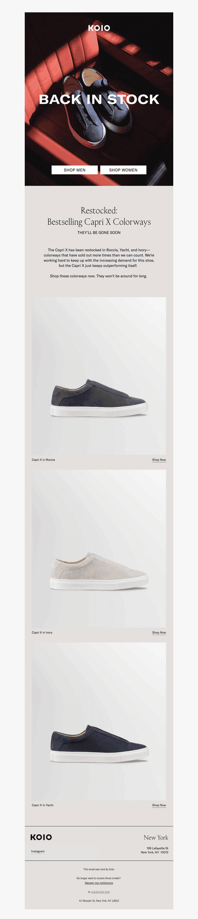 The Capri X—just restocked