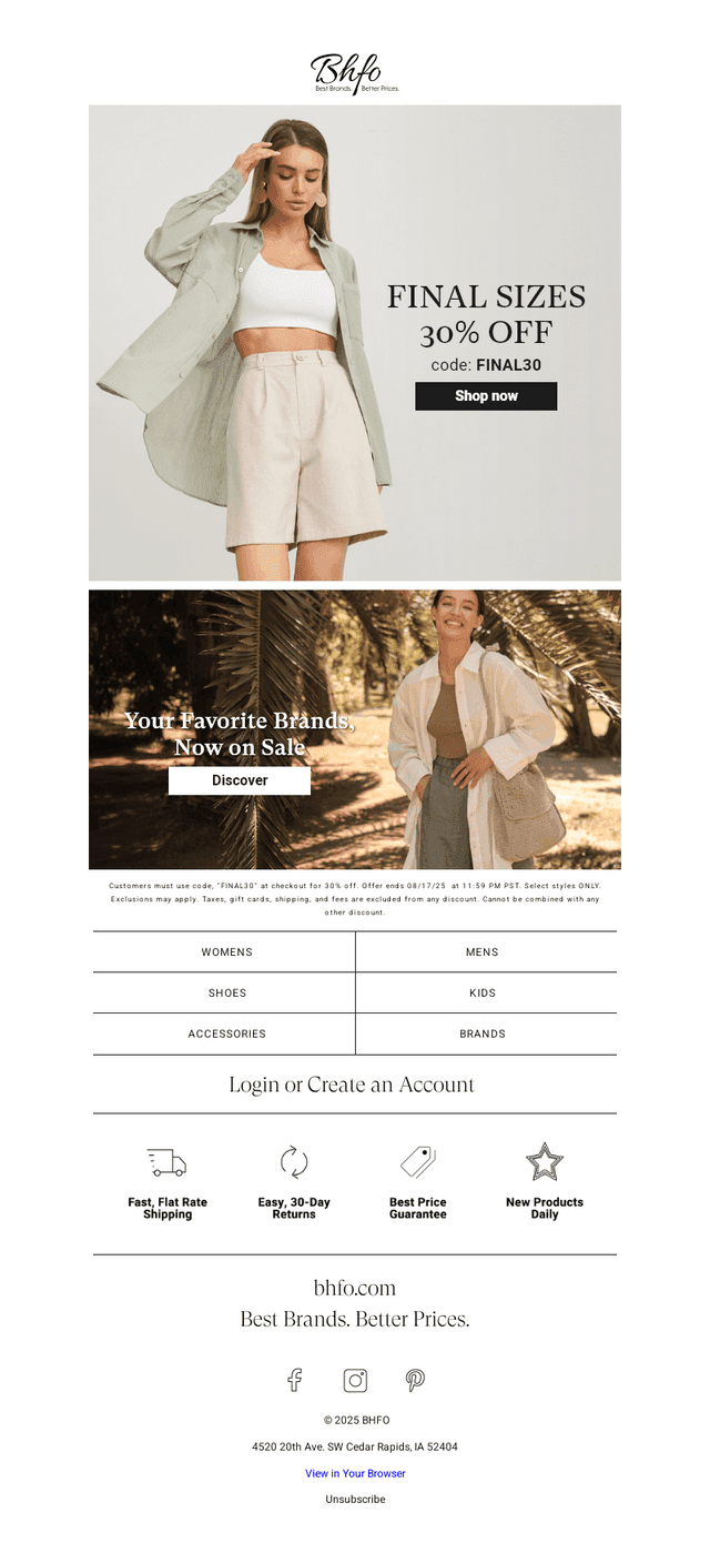 Hurry! 30% Off on Selected Styles Now!