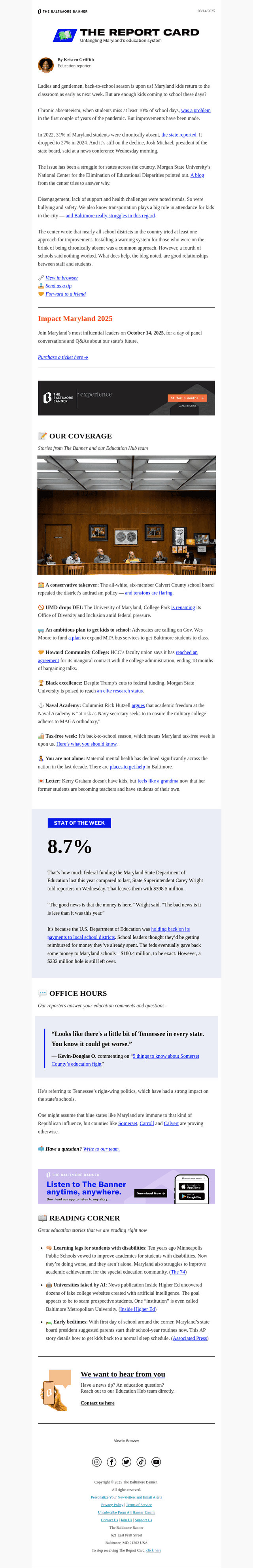 The Baltimore Banner email from Thu, Aug 14, 2025