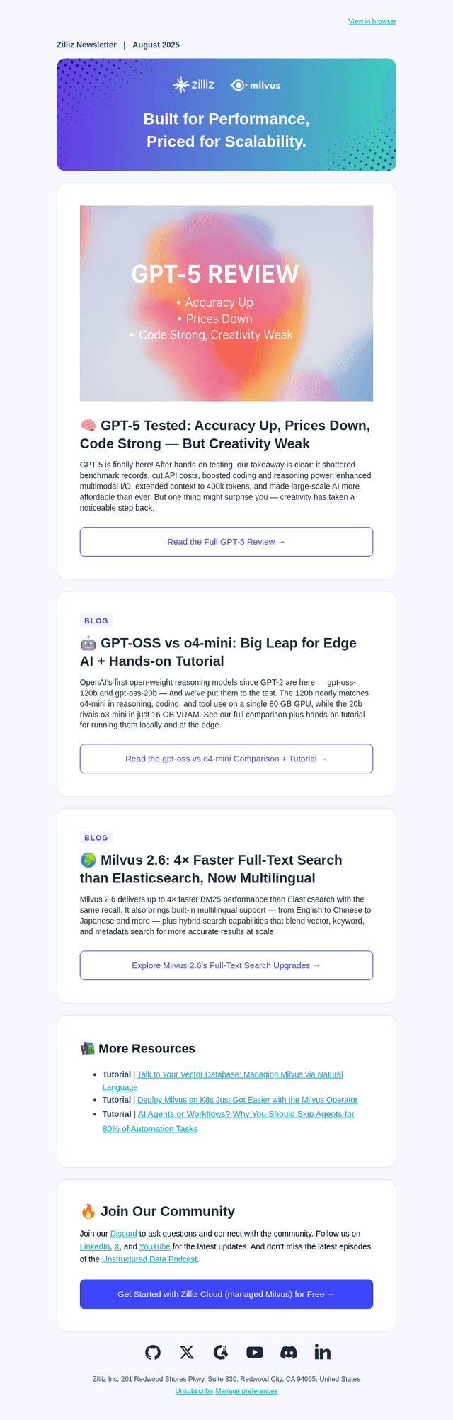 Zilliz email from Thu, Aug 14, 2025