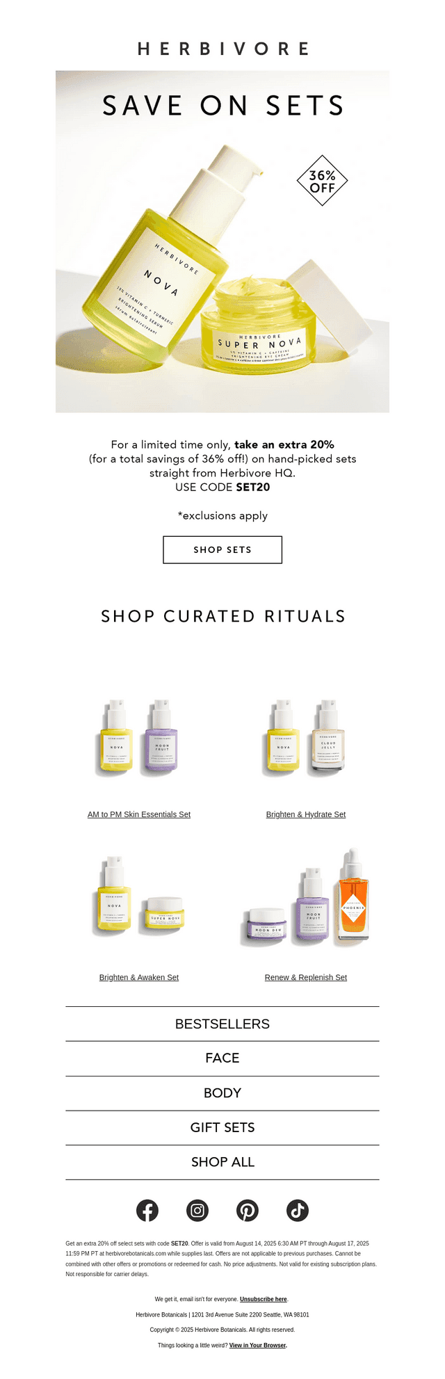 Extra 20% off sets starts now ✨
