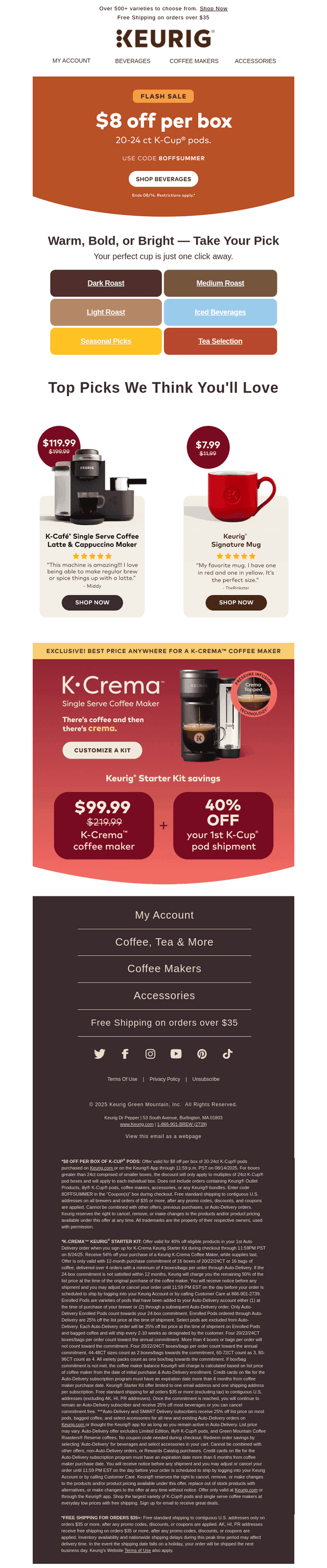 Keurig email from Thu, Aug 14, 2025