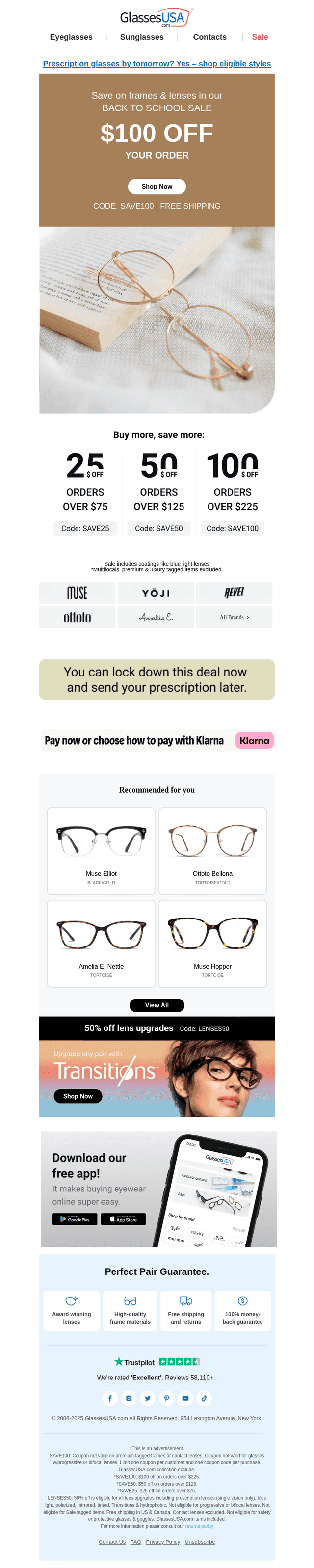 Glasses USA email from Fri, Aug 15, 2025