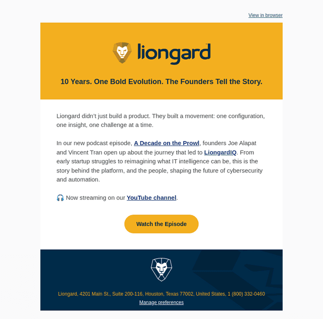 Liongard email from Fri, Aug 15, 2025