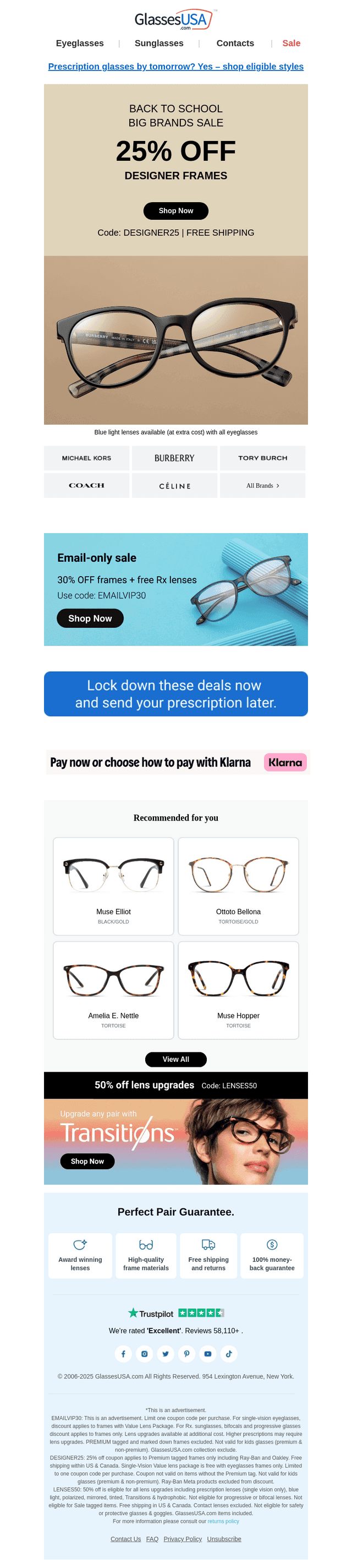 Glasses USA email from Fri, Aug 15, 2025