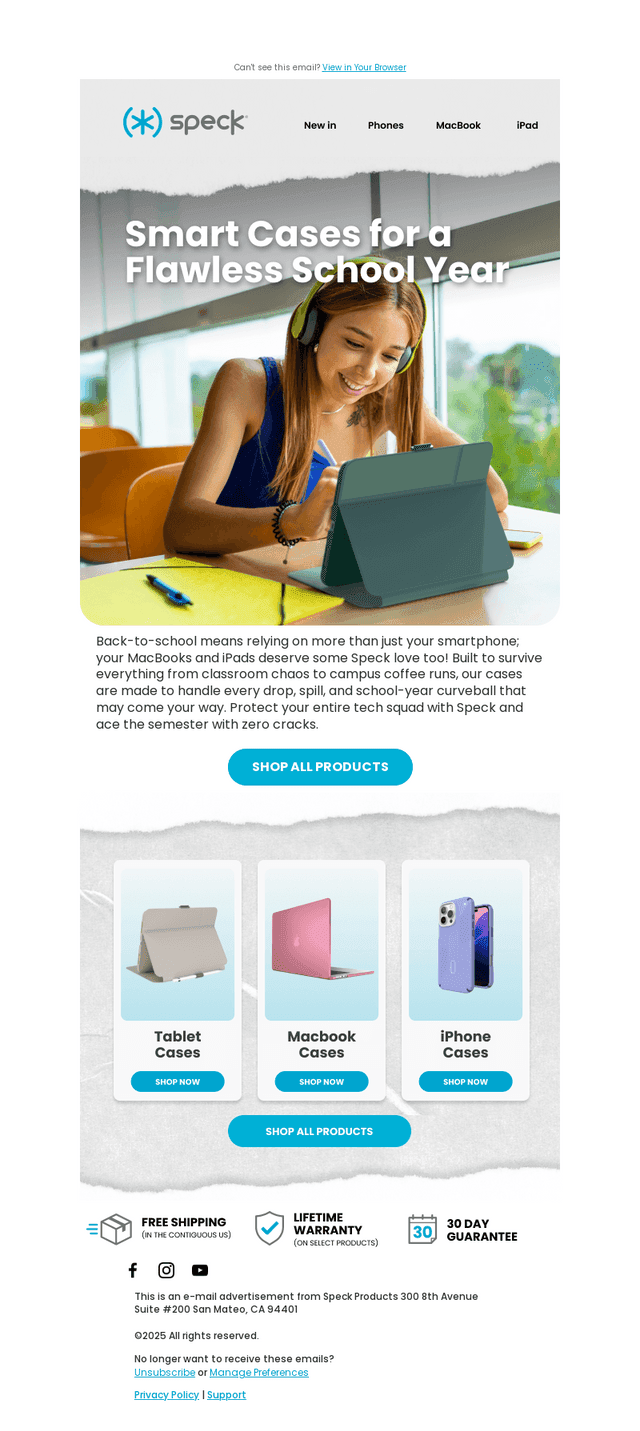 Speck Products email from Sat, Aug 16, 2025