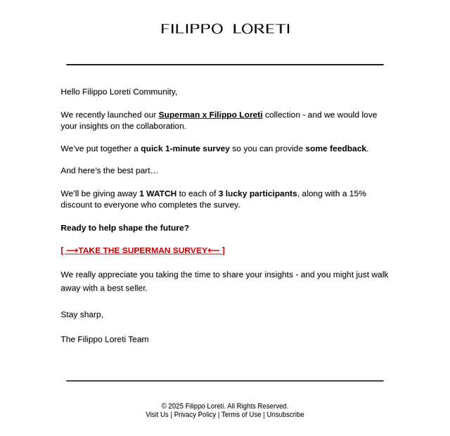 Filippo Loreti email from Sat, Aug 16, 2025