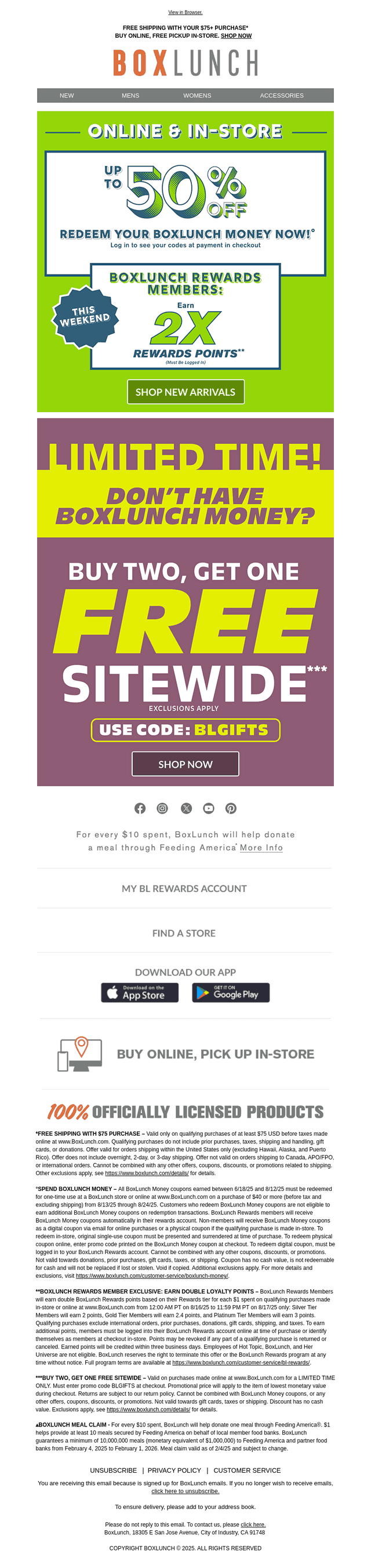 Hey, BoxLunch Rewards members! Earn double points✨