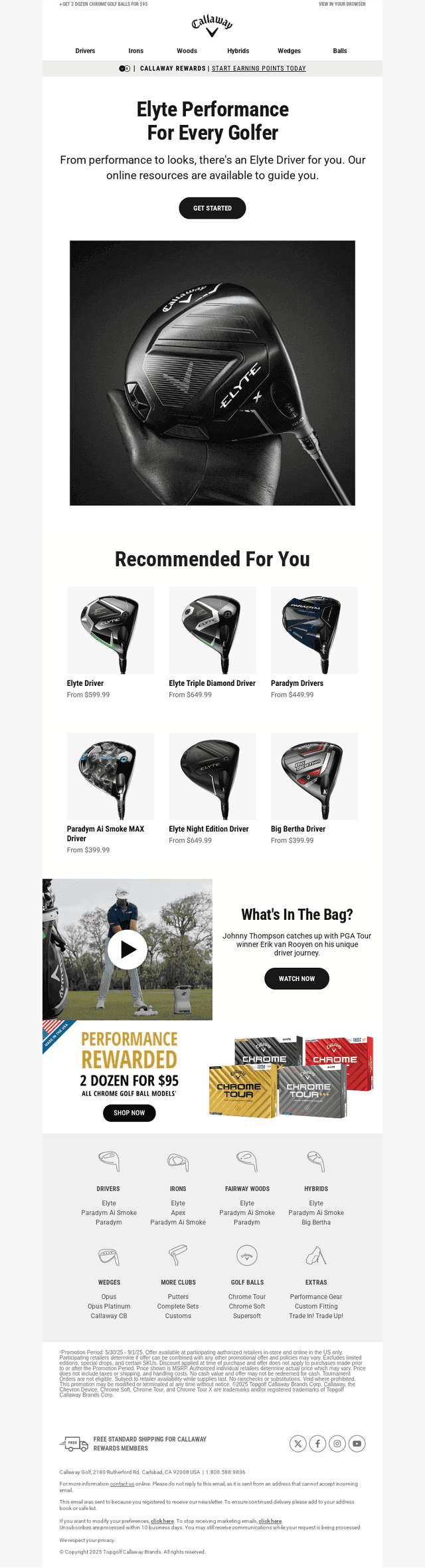 Callaway Golf email from Sat, Aug 16, 2025