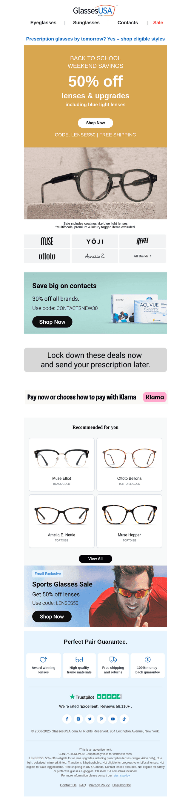 Glasses USA email from Sat, Aug 16, 2025