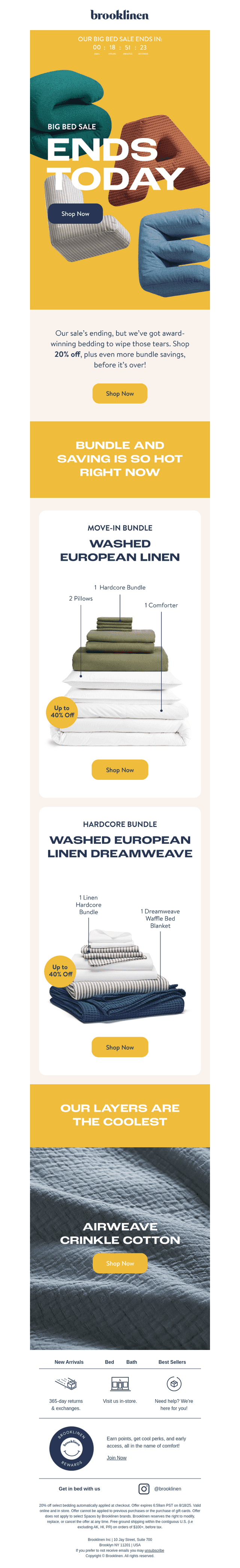 Brooklinen email from Sun, Aug 17, 2025