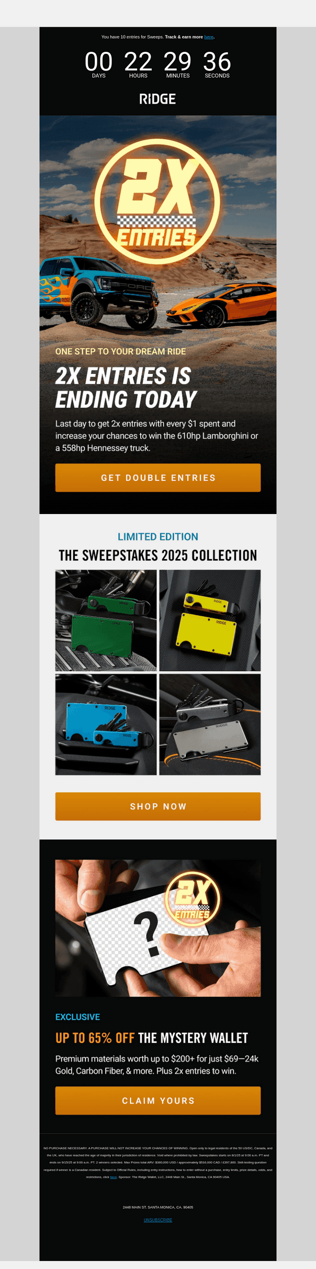 ENDS TODAY: Sweepstakes 2X Entries