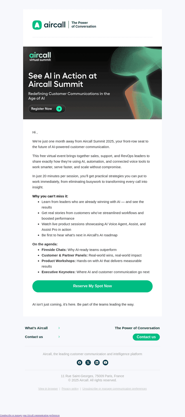 Aircall email from Tue, Aug 19, 2025