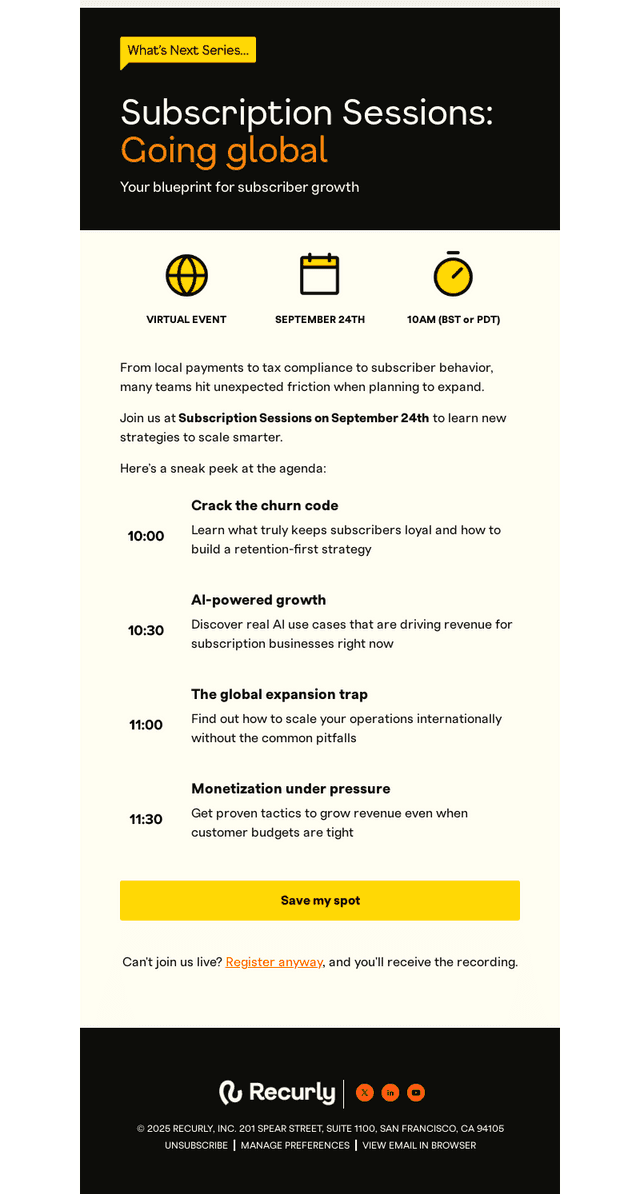 Explore the agenda: Subscription Sessions