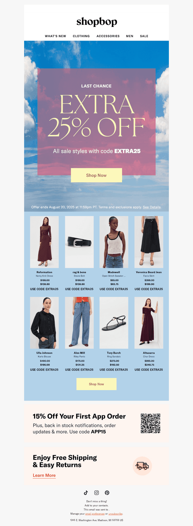 Hurry: extra 25% off SALE