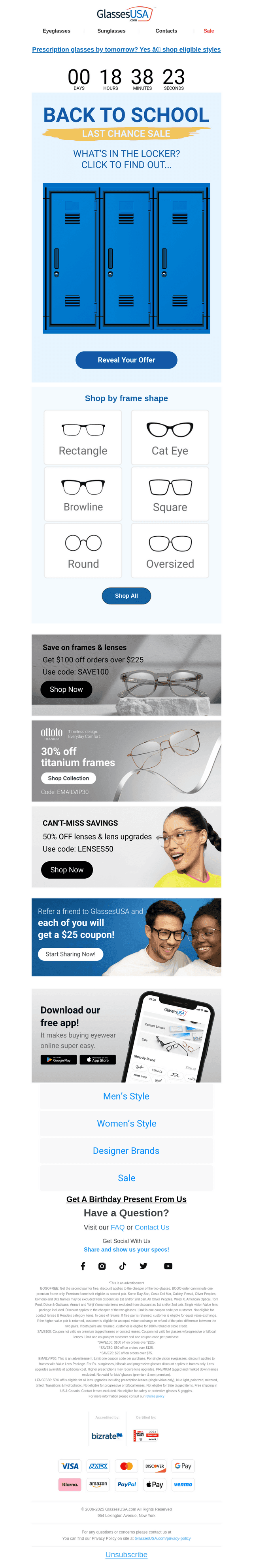 Glasses USA email from Wed, Aug 20, 2025