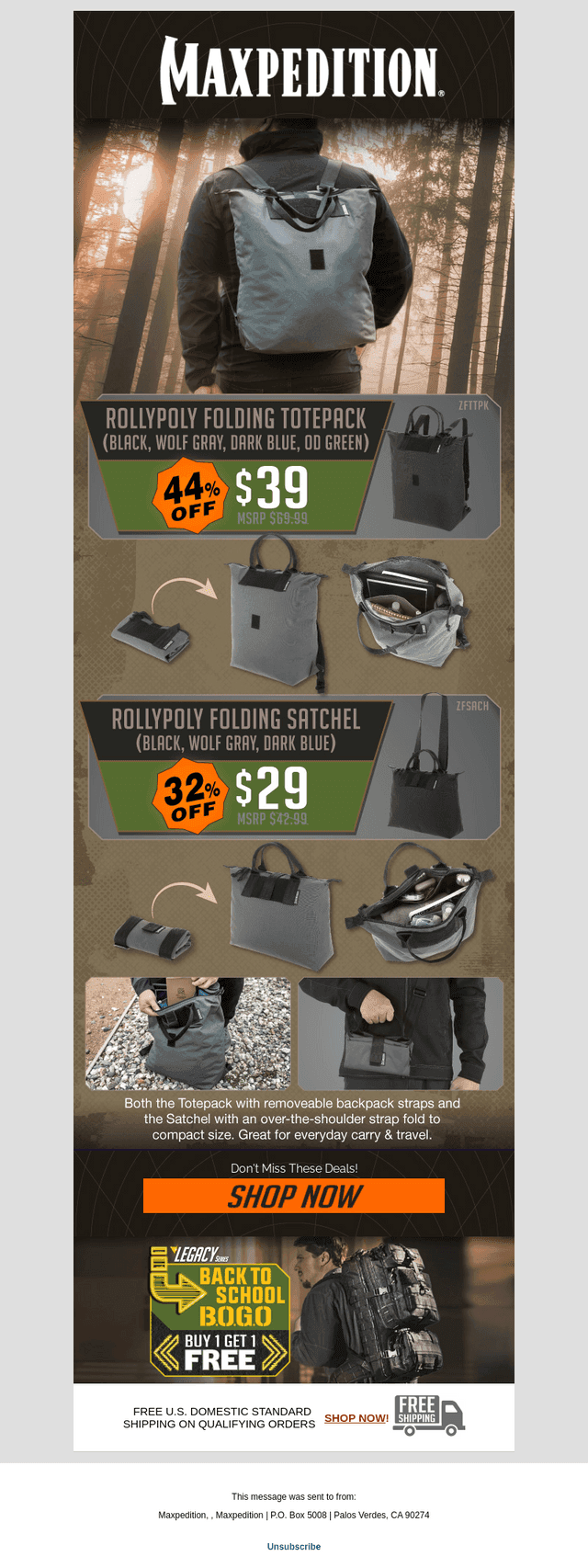 Rollypoly Totepack $39 ● Satchel $29