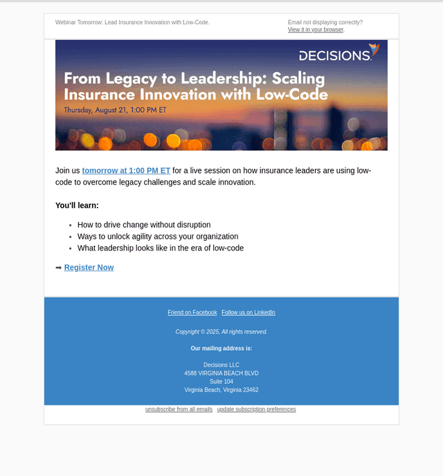 Webinar Tomorrow: Lead Insurance Innovation with Low-Code
