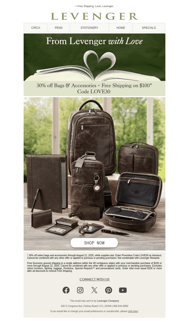 Love Leather? 30% off Today.