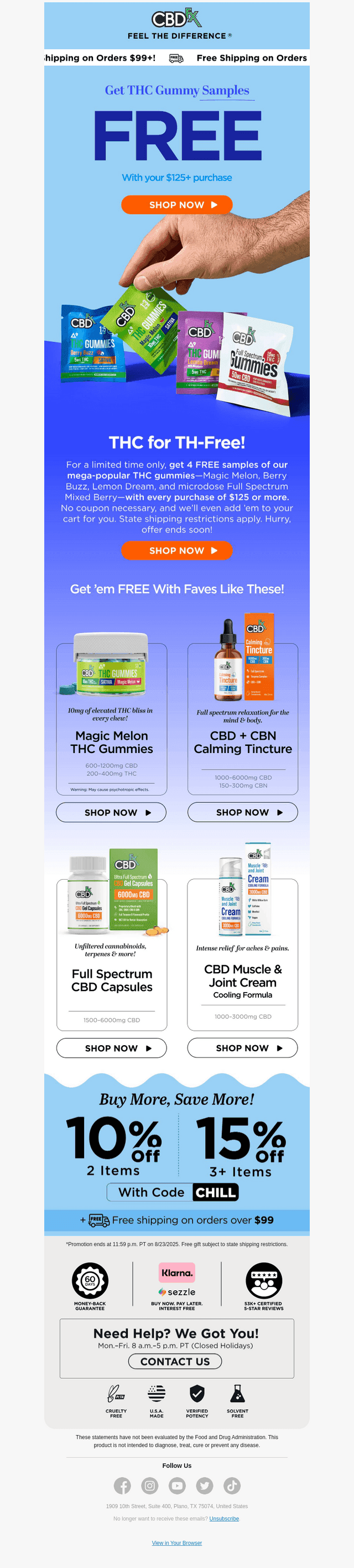Get 4 FREE THC gummy samples w/ qualifying purchase!