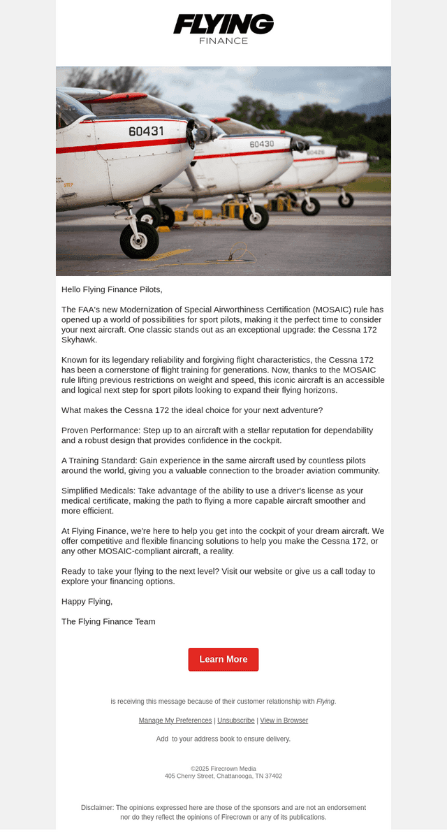 Flying Magazine email from Thu, Aug 21, 2025