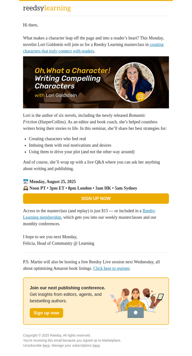 Masterclass Monday: Create characters readers care about