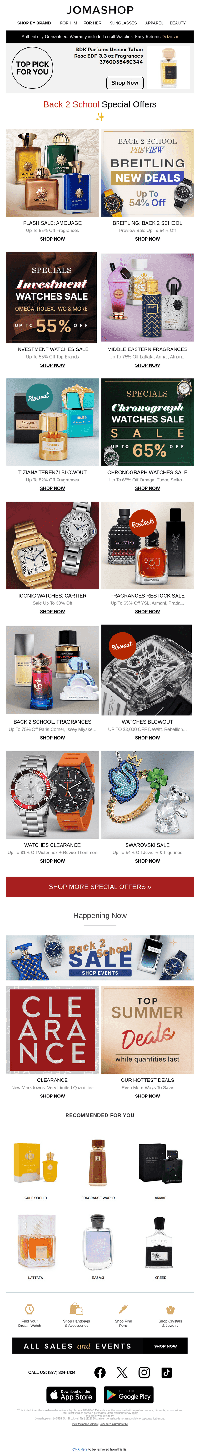 Jomashop email from Fri, Aug 22, 2025