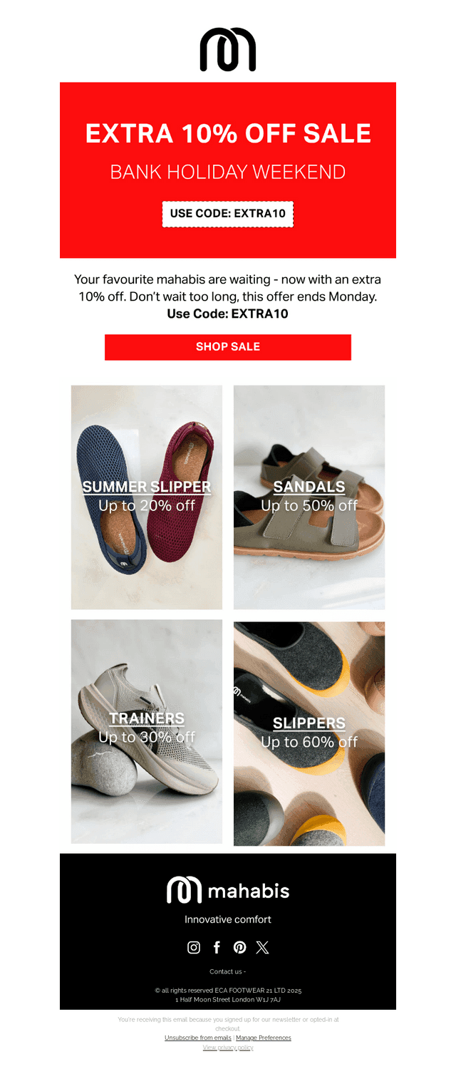 Extra 10% off Sale