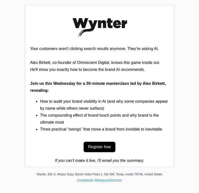 Wynter email from Fri, Aug 22, 2025