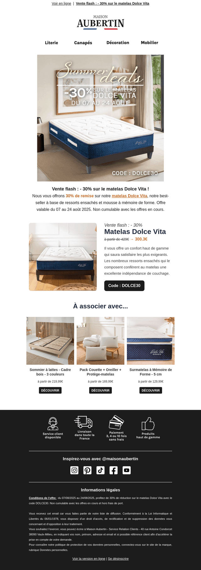 Vente flash : - 30% sur le Dolce Vita 🌠