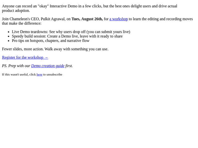 Chameleon email from Fri, Aug 22, 2025