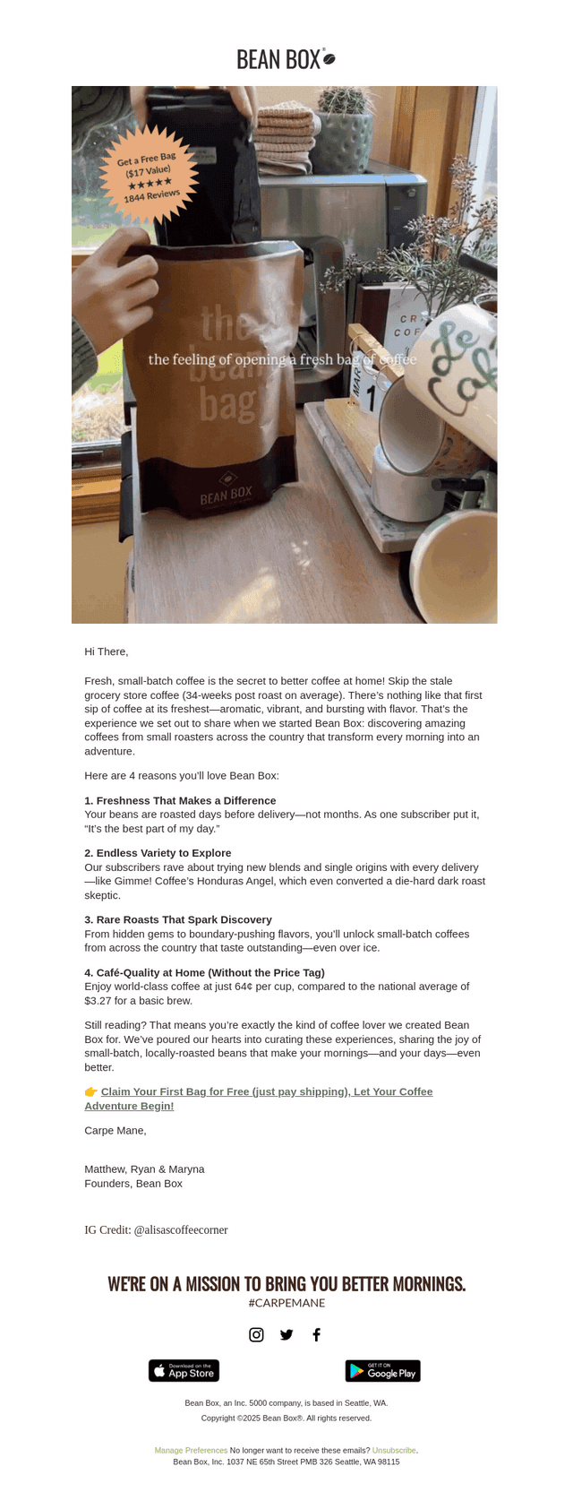 BeanBox email from Fri, Aug 22, 2025