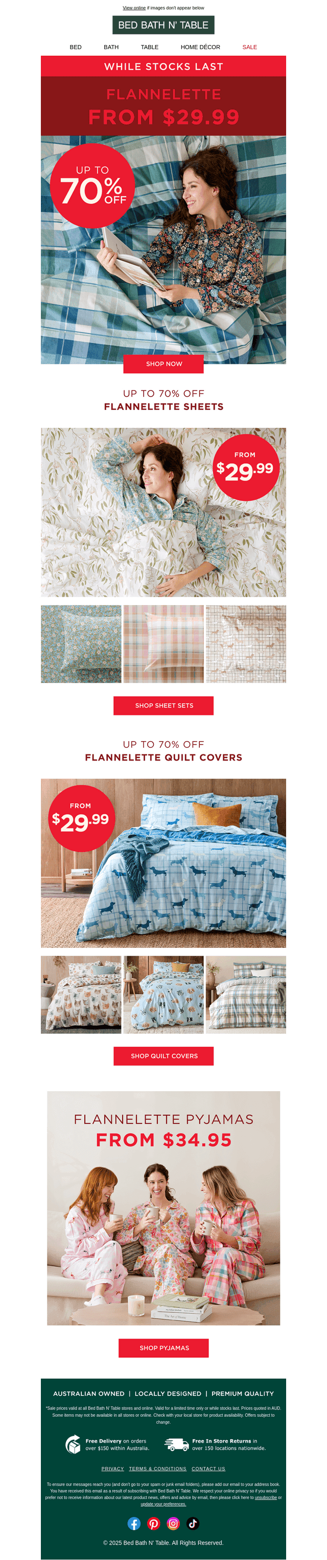 Flannelette from $29.99 🔴 Further Markdowns on selected styles