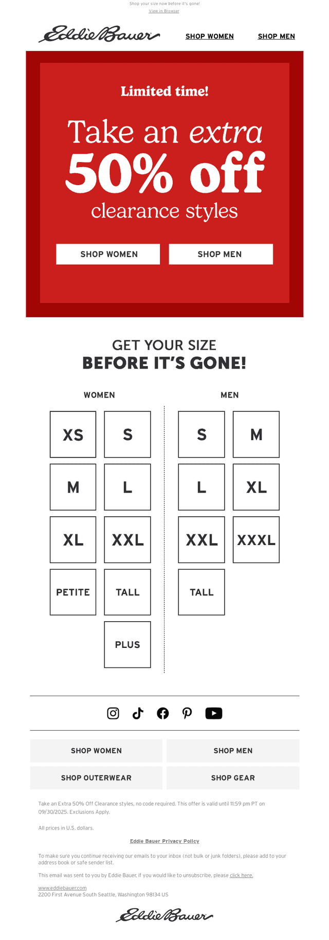 LIMITED TIME! Extra 50% Off Clearance