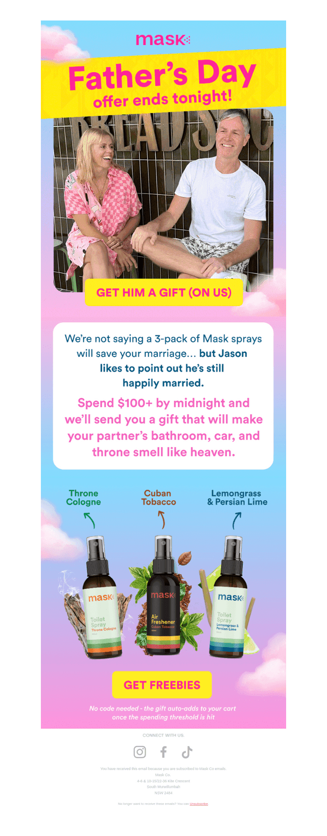 🚨 FINAL HOURS: free sprays for dad 🚨