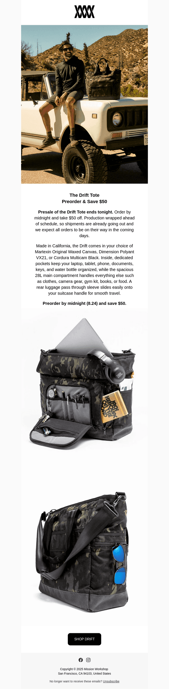 [Last Chance] Drift Tote // MISSION WORKSHOP