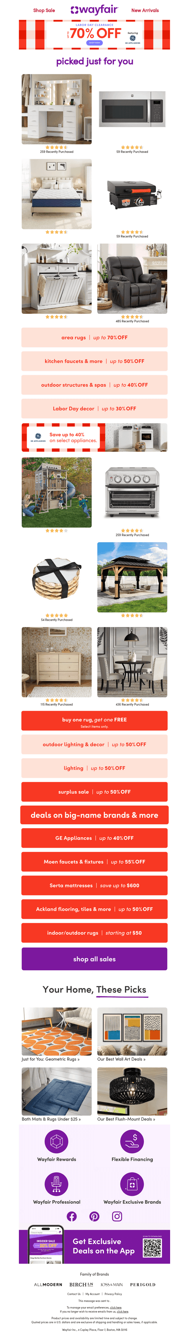 Wayfair email from Sun, Aug 24, 2025