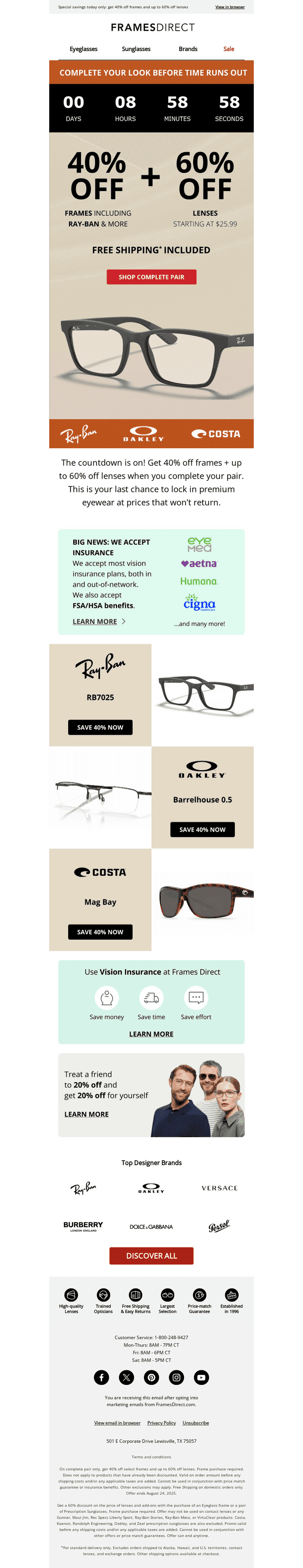 FramesDirect email from Sun, Aug 24, 2025