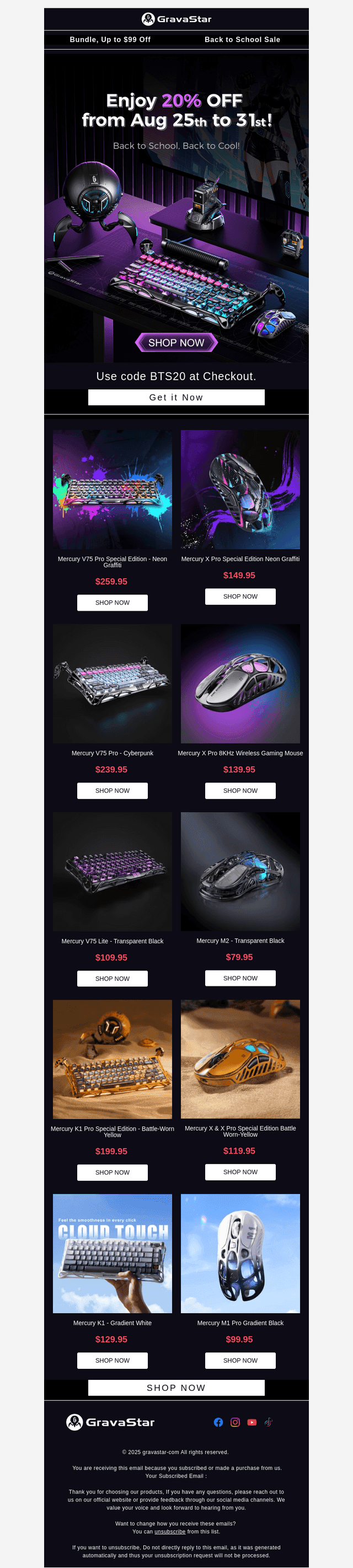 GravaStar email from Mon, Aug 25, 2025