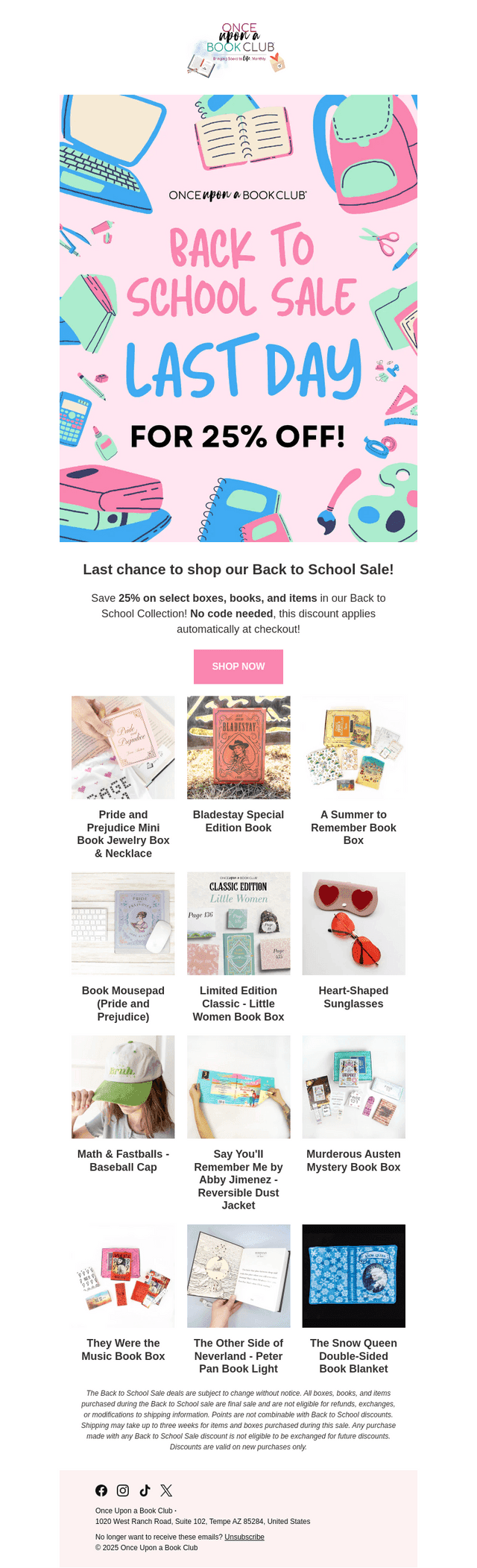 Once Upon A Book Club email from Mon, Aug 25, 2025