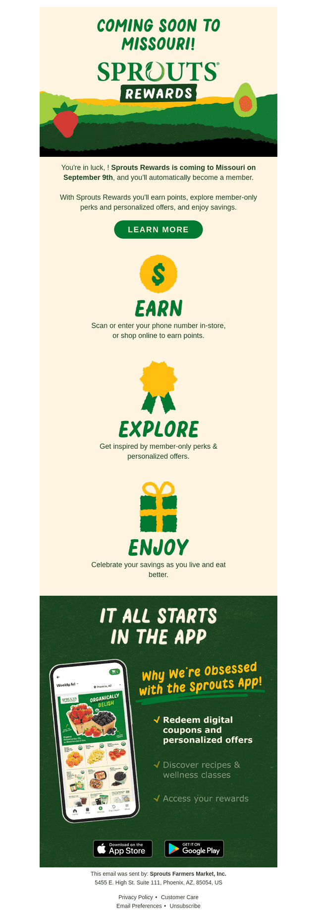 Sprouts Farmers Market email from Mon, Aug 25, 2025