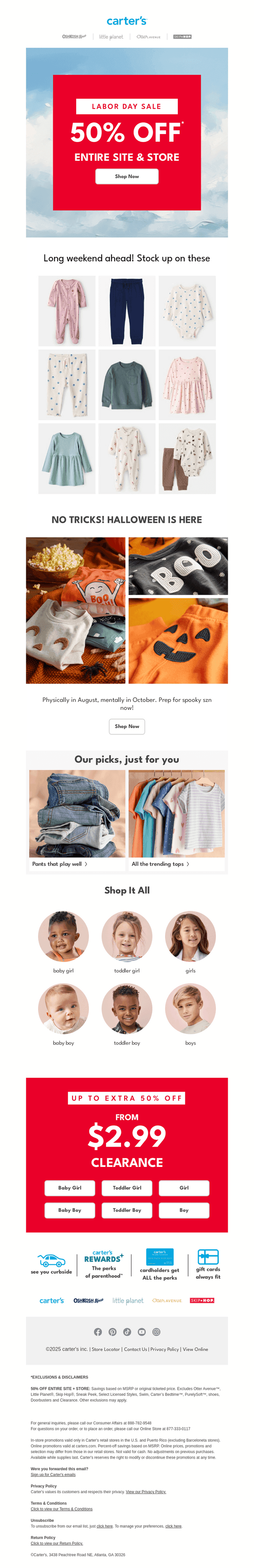 On now: HALF OFF* our entire site & store