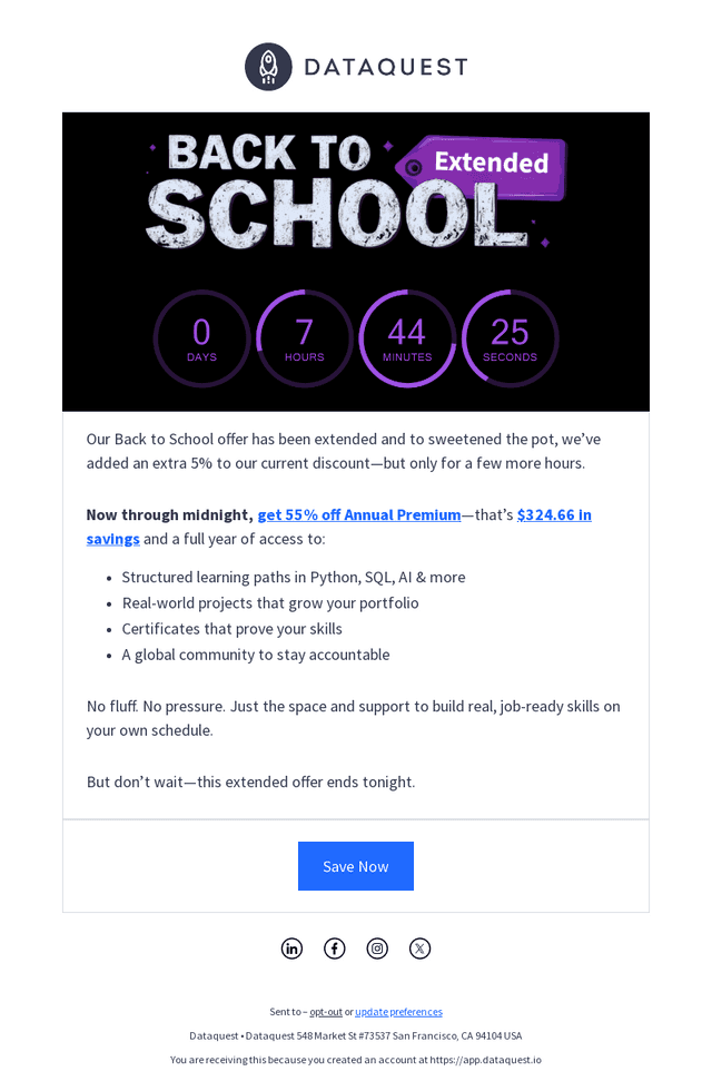 Your Back-to-School discount has been extended