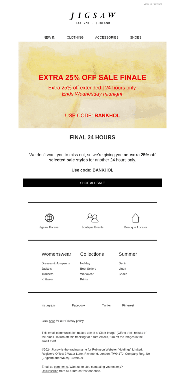 Extra 25% off extended | 24 hours only
