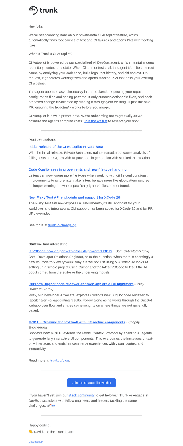 Trunk News | August - CI Autopilot